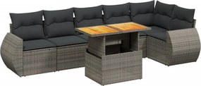 vidaXL 7 részes szürke polyrattan kerti ülőgarnitúra párnákkal