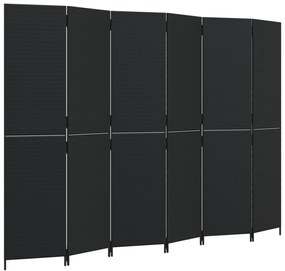 fekete 6-paneles polyrattan térelválasztó