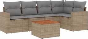 vidaXL 6 részes vegyes bézs polyrattan kerti ülőgarnitúra párnákkal