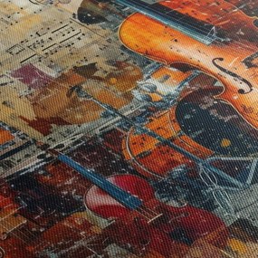 Kép - Hangszerek (órával) (90x30 cm)