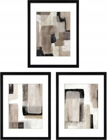 3 darabos képkeret szett cserélhető képekkel, 29 x 36 cm, fekete