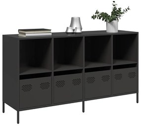 fekete hidegen hengerelt acél tálalószekrény 135x39x73,5 cm