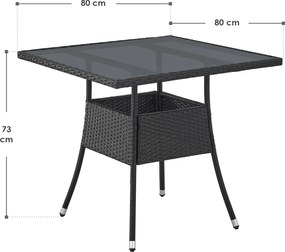 Juskys Rattan asztal Yoro - fekete