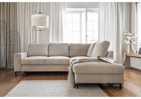 Bézs kordbársony kinyitható sarokkanapé (jobb oldali) Lofty Lilly – Miuform