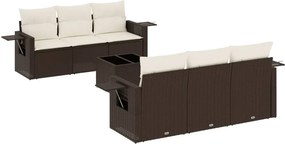 vidaXL 7 részes barna polyrattan kerti ülőgarnitúra párnákkal
