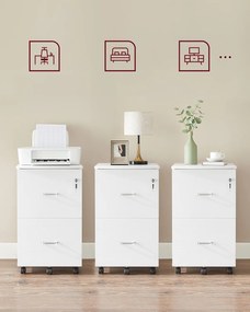 2 fiókos gurulós iratszekrény zárható irattároló  fehér