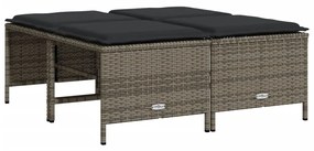 4 db szürke polyrattan kerti szék párnákkal