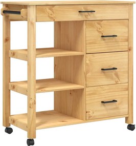 vidaXL MONZA tömör fenyőfa konyhai kocsi 84 x 40 x 88,5 cm