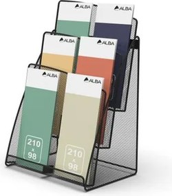 Prospektustartó, fémhálós, asztali, álló, 1/3 A4, 2x3 rekesz, ALBA, fekete (BAP35)