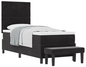 Boxspring Ágy matraccal és paddal Fekete 80x200 cm Bársony