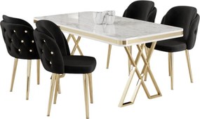 Rigel étkezőgarnitúra, fehér-arany, 130 cm – TR240CHR2224