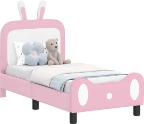 vidaXL Gyerekágy keret fejtámlával Rózsaszín 70 x 140 cm PU