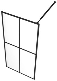 Fekete ESG üveg és alumínium zuhanyfal polccal 90 x 195 cm