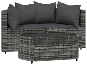 3 részes szürke polyrattan kerti ülőgarnitúra párnákkal
