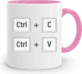 Rózsaszín Bögre Ajándék Grafikusoknak Ctrl-c Ctrl-v fényképes nyomtatással