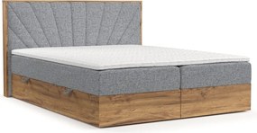 Szürke-natúr színű ágyneműtartós boxspring ágy 160x200 cm Asahi – Maison de Rêve