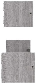 2 db szürke sonoma színű fali polc rúddal 60 x 16 x 14 cm