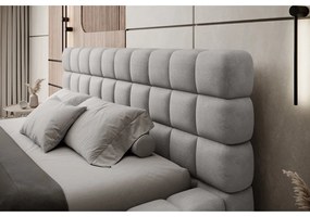 Szürke kárpitozott ágyneműtartós franciaágy ágyráccsal 180x200 cm Dizzle – ELTAP