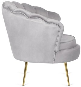 Elegáns Fotel Lábtartóval Szürke Bársony Kárpittal. GRAND