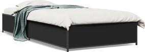 vidaXL fekete szerelt fa és fém ágykeret 90 x 190 cm