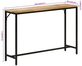 tömör nyers mangófa és vas tálalóasztal 110 x 30 x 75 cm