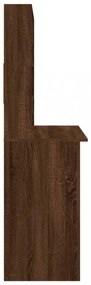 barna tölgy szerelt fa íróasztal polcokkal 102 x 45 x 148 cm