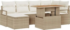 vidaXL Kert étkező szett párnával 7 pcs Beige és krém