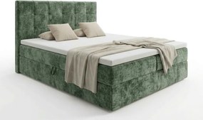 Kárpitozott boxspring ágy DIRELIS VIBE 140x200 cm sötétzöld Matrac: Bonell rugós matrac