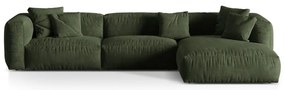 Zöld bársony moduláris sarokkanapé (jobb oldali-heverő résszel) Martina – Micadoni