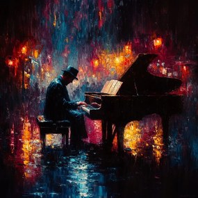 Canvas Vászonkép Zene Koncert Blues Jazz Zongora Zongorista 40x40
