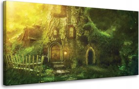 Vászonkép Ház a fában Olajfestmény 80x40 cm Ajándéknak is tökéletes