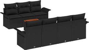 vidaXL Kerti Kanapé Szett párnával 8 pcs Fekete polirattan