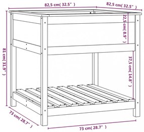 mézbarna tömör fenyőfa növénytartó polccal 82,5x82,5x81 cm