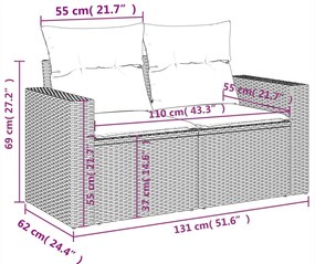 10 részes szürke polyrattan kerti ülőgarnitúra párnával