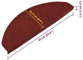 15 db piros öntapadó lépcsőszőnyeg 65x22,5x3,5 cm