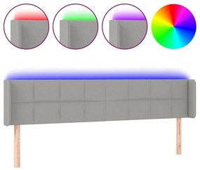 világosszürke szövet LED-es fejtámla 163 x 16 x 78/88 cm