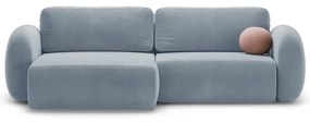 Szürkéskék bársony kinyitható-tárolóhelyes sarokkanapé Tonale – Cosmopolitan Design