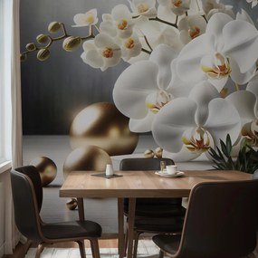 Fotótapéta - Orchidea és arany gömbök (147x102 cm)