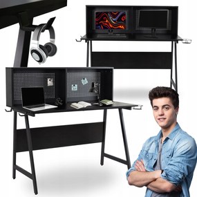 Ifjúsági Számítógép Íróasztal Fekete Ipari Loft Roll
