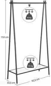 szobainas acél szerkezettel, ruhaállvány, matt fekete