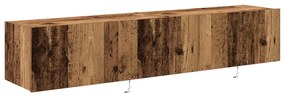 LED-es világítással ellátott TV faliszekrények 2 db Régi fa 80x35x31 cm