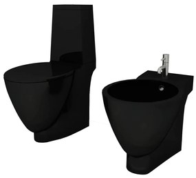 Fekete kerámia WC és bidé szett