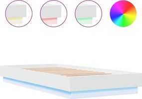 vidaXL fehér ágykeret LED-világítással 100 x 200 cm