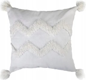Boho krémszínű párnahuzat rojtokkal 40x40 cm