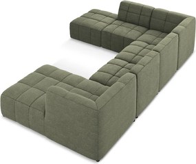 Zöld buklé sarokkanapé (U alakú) Aloha – Makamii