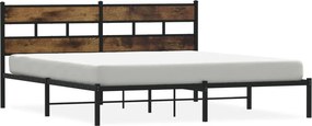 vidaXL füstös tölgy színű fém ágykeret matrac nélkül 193 x 203 cm