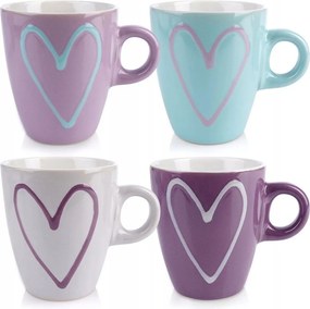 Kávés bögre szett Kakaó Kerámia Szívek Orion 210 ml 4 db