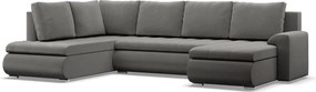 Tokio U sarokkanapé, 3 ágyneműtartóval, bársony, baloldali, világosszürke