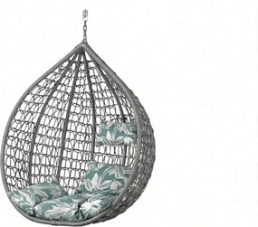 Szürke függőszék KOKON állvány nélkül, zöld-fehér párna