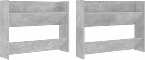 vidaXL 2 db betonszürke forgácslap fali cipősszekrény 80 x 18 x 60 cm